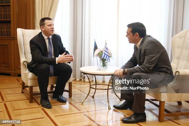 Estonian PM Juri Ratas during meeeting with Alexis Tsipras, at Maximos mansio,in Athens on May 29, 2017
