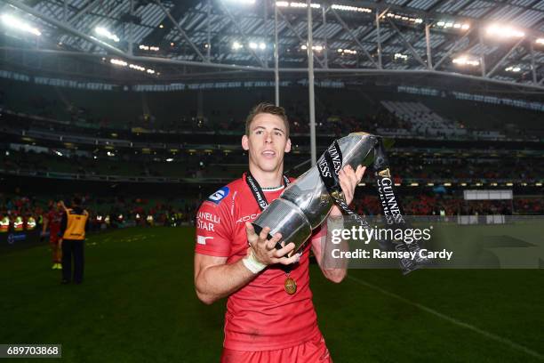 Dublin , Ireland - 27 May 2017; Liam Williams of Scarlets celebrates following the Guinness PRO12 Final between Munster and Scarlets at the Aviva...