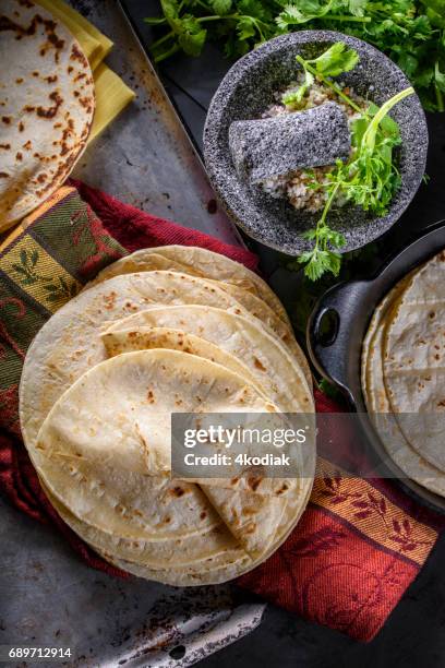 white corn tortilla - tortilla stock pictures, royalty-free photos & images