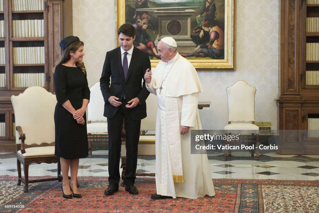 Pope Francis Meets Prime Minister Of Canada Justin Trudeau