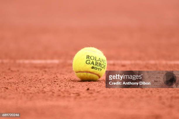 Illustration of a ball during first round on day 2 of the French Open at Roland Garros on May 29, 2017 in Paris, France.