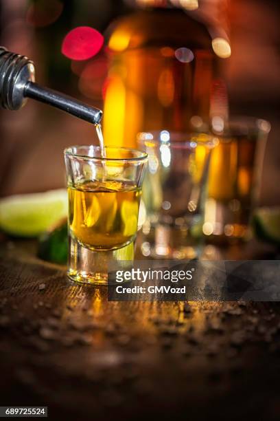 tequila shots with salt and lime - tequila tasting stock pictures, royalty-free photos & images