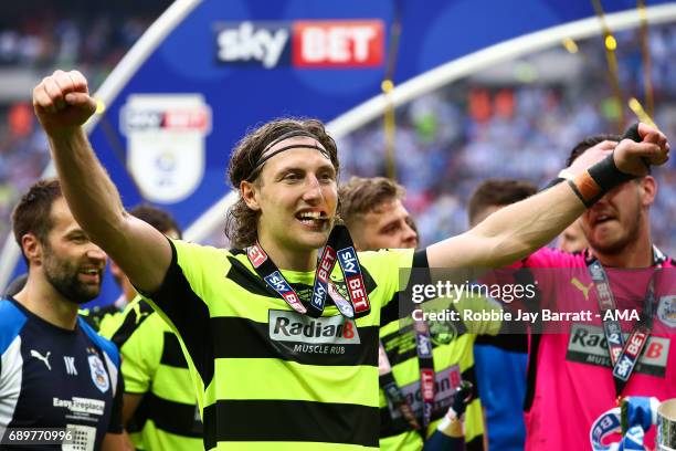 Michael Hefele of Huddersfield Town celebrates during the Sky Bet Championship Play Off Final match between Reading and Huddersfield Town at Wembley...