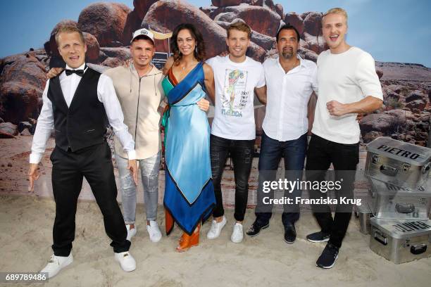 Oliver Pocher, Pietro Lombardi, Lilly Becker, Raul Richter, Ulf Kirsten and Mario Galla attend the 'Global Gladiators' exclusive preview in Berlin at...