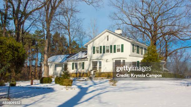 old beautiful house in winter in ohio - rural ohio stock pictures, royalty-free photos & images