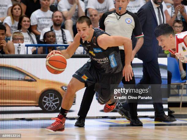 Aaron Craft of Dolomiti Energia Trentino handles the ball against during LegaBasket Serie A Playoffs match 3 beetwen Dolomiti Energia Trentino and...