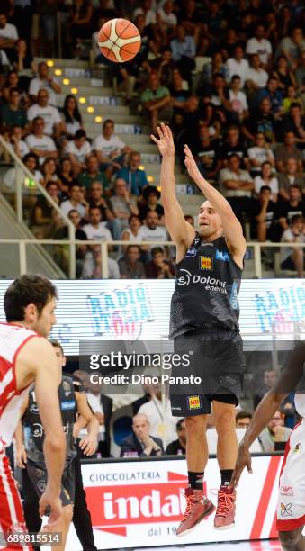 Aaron Craft of Dolomiti Energia Trentino handles the ball against during LegaBasket Serie A Playoffs match 3 beetwen Dolomiti Energia Trentino and...