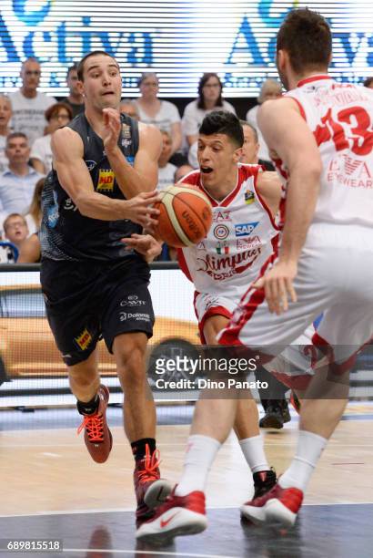 Aaron Craft of Dolomiti Energia Trentino handles the ball against during LegaBasket Serie A Playoffs match 3 beetwen Dolomiti Energia Trentino and...