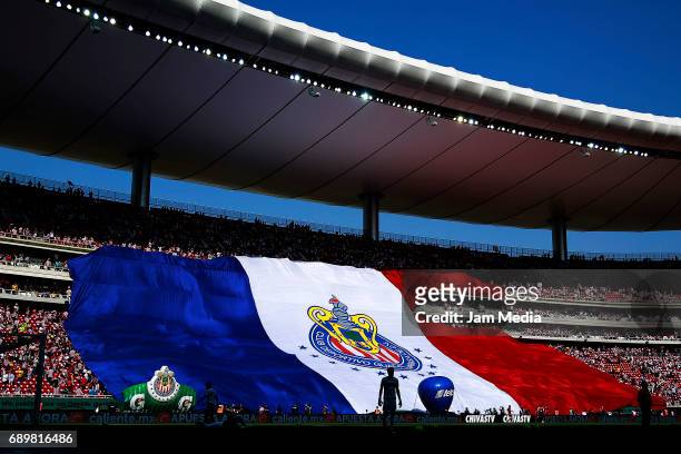Fans of Chivas display a flag prior the Final second leg match between Chivas and Tigres UANL as part of the Torneo Clausura 2017 Liga MX at Chivas...