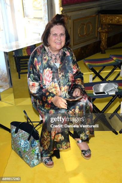 Suzie Menkes attends the Gucci Cruise 2018 fashion show at Palazzo Pitti on May 29, 2017 in Florence, Italy.