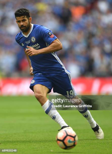 Diego Costa of Chelsea in action during the Emirates FA Cup Final between Arsenal and Chelsea at Wembley Stadium on May 27, 2017 in London, England.