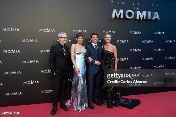 Director Alex Kurtzman, actress Sofia Boutella, actor Tom Cruise and actress Annabelle Wallis attend 'The Mummy' premiere at the Callao cinema on May...