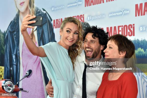 Actress Lisa Maria Potthoff, Serkan Kaya and Jule Ronstedt during the 'Maria Mafiosi' Premiere at Sendlinger Tor Filmpalast on May 29, 2017 in...