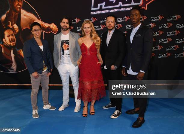 Actors Cha-Lee Yoon, Can Aydin, Julia Dietze, Phong Giang and Eugene Boateng seen at Cubix Alexanderplatz on May 29, 2017 in Berlin, Germany.