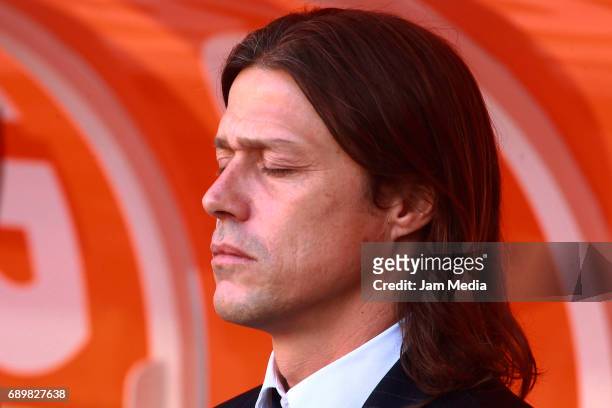 Matias Almeyda coach of Chivas reacts during the Final second leg match between Chivas and Tigres UANL as part of the Torneo Clausura 2017 Liga MX at...