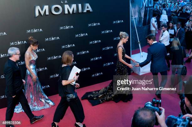 Director Alex Kurtzman, actress Sofia Boutella, actor Tom Cruise and actress Annabelle Wallis attend 'The Mummy' premiere at Callao Cinema on May 29,...