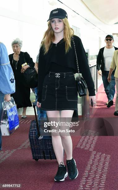 Actress Ellie Bamber is seen upon arrival at Haneda airport on May 30, 2017 in Tokyo, Japan.