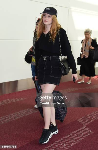 Actress Ellie Bamber is seen upon arrival at Haneda airport on May 30, 2017 in Tokyo, Japan.