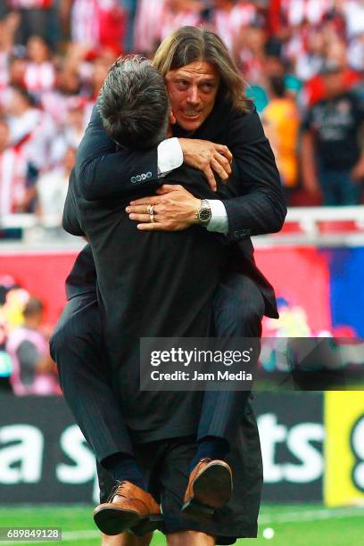 Matias Almeyda coach of Chivas celebrates the championship after winning the Final second leg match between Chivas and Tigres UANL as part of the...