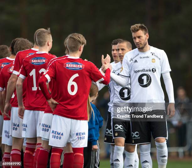 Nicklas Bendtner of Rosenborg during Second Round Norwegian Cup between Tynset IL v Rosenborg at Nytromoen on May 24, 2017 at Nytromoen in Tynset,...