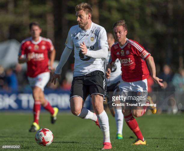 Nicklas Bendtner of Rosenborg during Second Round Norwegian Cup between Tynset IL v Rosenborg at Nytromoen on May 24, 2017 at Nytromoen in Tynset,...