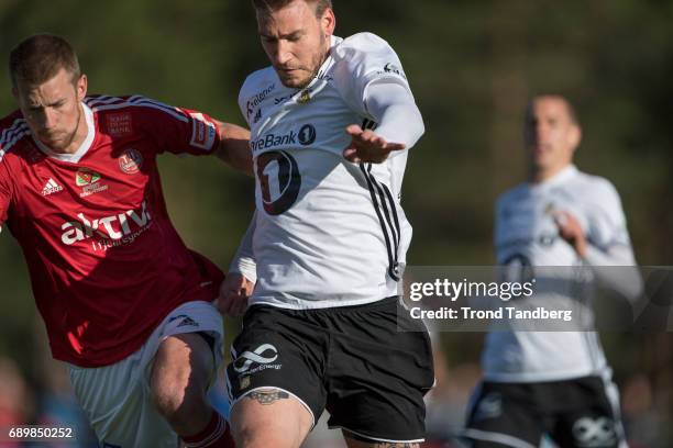 Nicklas Bendtner of Rosenborg during Second Round Norwegian Cup between Tynset IL v Rosenborg at Nytromoen on May 24, 2017 at Nytromoen in Tynset,...