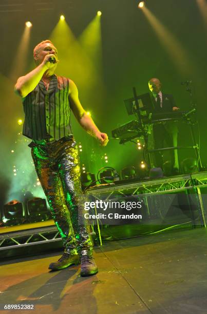 Andy Bell and Vince Clarke of Erasure perform on stage at the Roundhouse on May 29, 2017 in London, England.