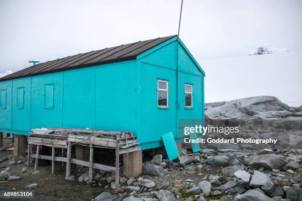 antarctica: damoy punt - eilandengroep palmer stockfoto's en -beelden