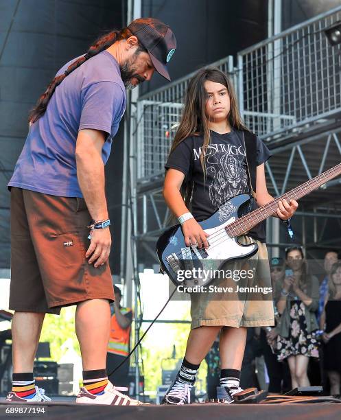 Bassist Robert Trujillo of Metallica and son Tye Trujillo of The Helmets on Day 3 of BottleRock Napa Valley 2017 on May 28, 2017 in Napa, California.