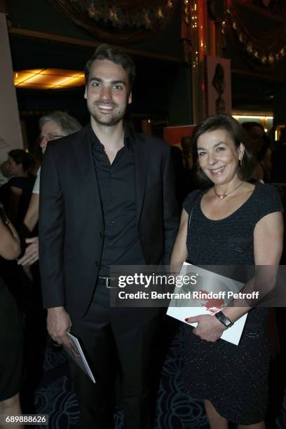 Valentin Montand and Carole Amiel attend "La Nuit des Molieres 2017" at Folies Bergeres on May 29, 2017 in Paris, France.