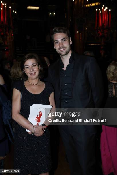 Valentin Montand and Carole Amiel attend "La Nuit des Molieres 2017" at Folies Bergeres on May 29, 2017 in Paris, France.