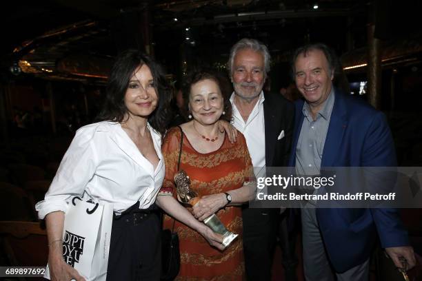 Evelyne Bouix, Catherine Arditi, Pierre Arditi and Daniel Russo attend "La Nuit des Molieres 2017" at Folies Bergeres on May 29, 2017 in Paris,...