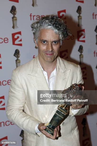 Actor and Director James Thierree receives a 'Moliere' award during "La Nuit des Molieres 2017" at Folies Bergeres on May 29, 2017 in Paris, France.