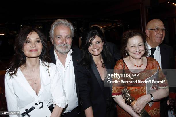 Evelyne Bouix, Pierre Arditi, Salome Lelouch and Catherine Arditi attend "La Nuit des Molieres 2017" at Folies Bergeres on May 29, 2017 in Paris,...