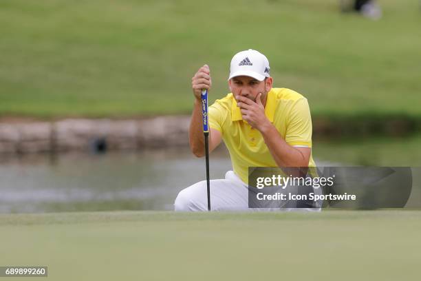 Sergio Garcia lines up his putt on during the final round of the PGA Dean & Deluca Invitational on May 28, 2017 at Colonial Country Club in Fort...