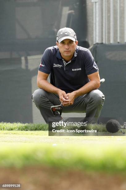 Kevin Kisner lines up his putt on during the final round of the PGA Dean & Deluca Invitational on May 28, 2017 at Colonial Country Club in Fort...