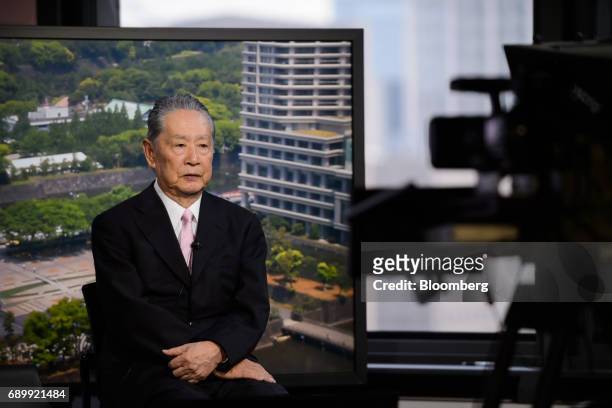 Nobuyuki Idei, founder and chief executive officer of Quantum Leaps Corp. And former president of Sony Corp., speaks during a Bloomberg Television...