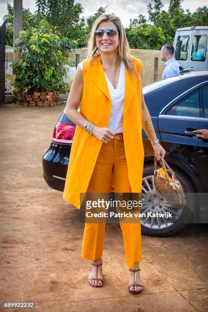 Queen Maxima of the Netherlands visits farm of Xuan Toan on May 30, 2017 in D Lat, Vietnam. The farm is supported by the Horti Dalat program that...