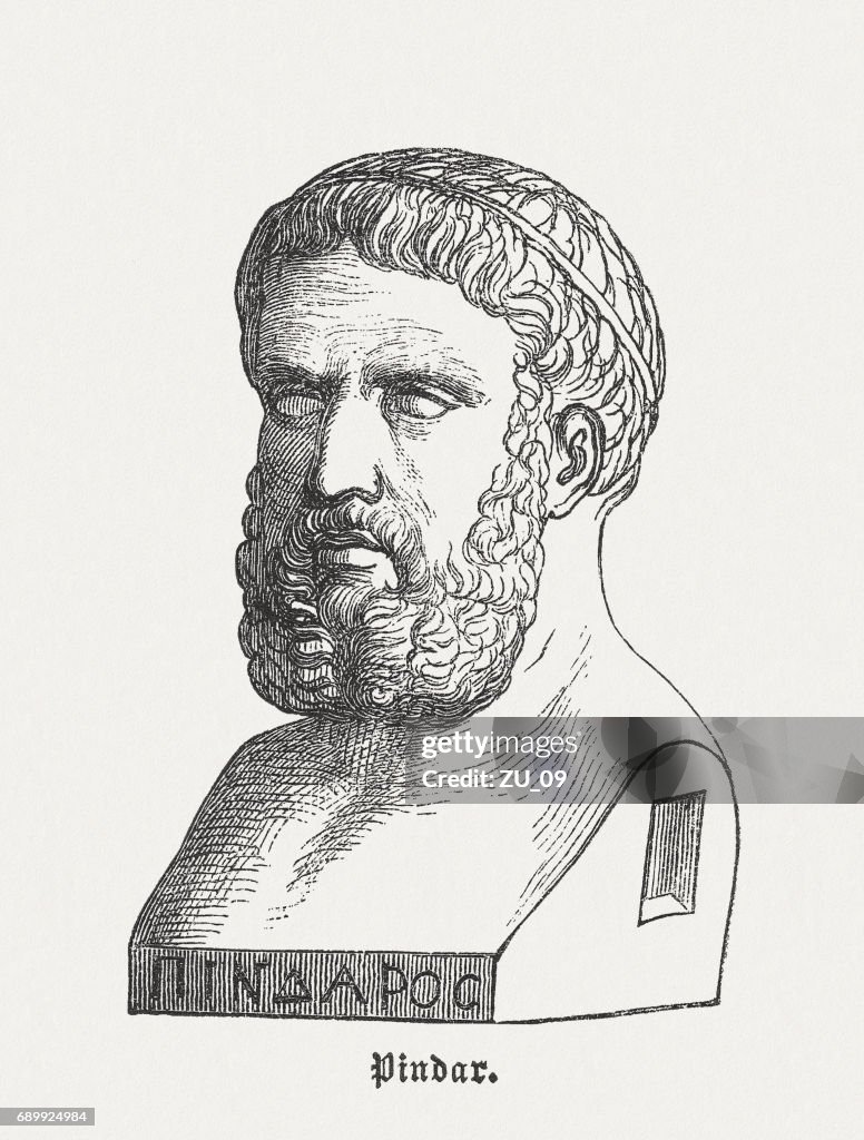 Pindar (c.522-c.443 BC), Greek lyric poet, wood engraving, published 1880