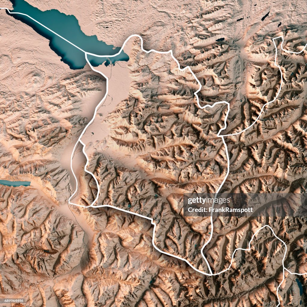 Vorarlberg Bundesland Austria 3D Render Topographic Map Neutral Border