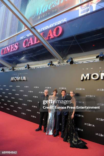 Director Alex Kurtzman, actress Sofia Boutella, actor Tom Cruise and actress Annabelle Wallis attend the premiere for 'The Mummy' at Callao Cinema on...