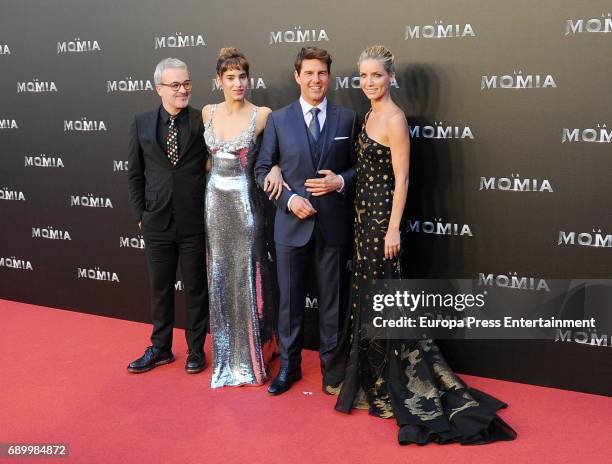 Director Alex Kurtzman, actress Sofia Boutella, actor Tom Cruise and actress Annabelle Wallis attend the premiere for 'The Mummy' at Callao Cinema on...