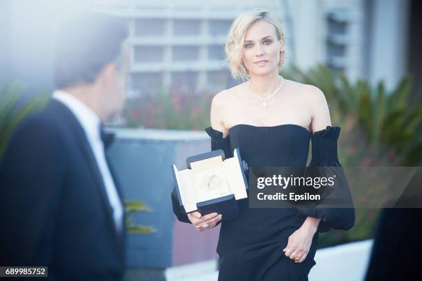 Actress Diane Kruger, who won the award for best actress for her part in the movie 'In The Fade' , attends the Palme D'Or Winner Photocall during the...