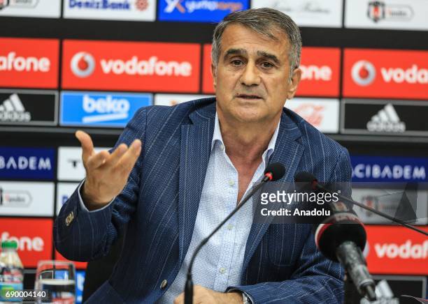 Head coach of Besiktas, Senol Gunest holds a press conference at BJK Nevzat Demir Sports Facilities in Umraniye district of Istanbul, Turkey on May...