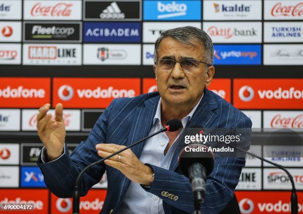 Head coach of Besiktas, Senol Gunest holds a press conference at BJK Nevzat Demir Sports Facilities in Umraniye district of Istanbul, Turkey on May...