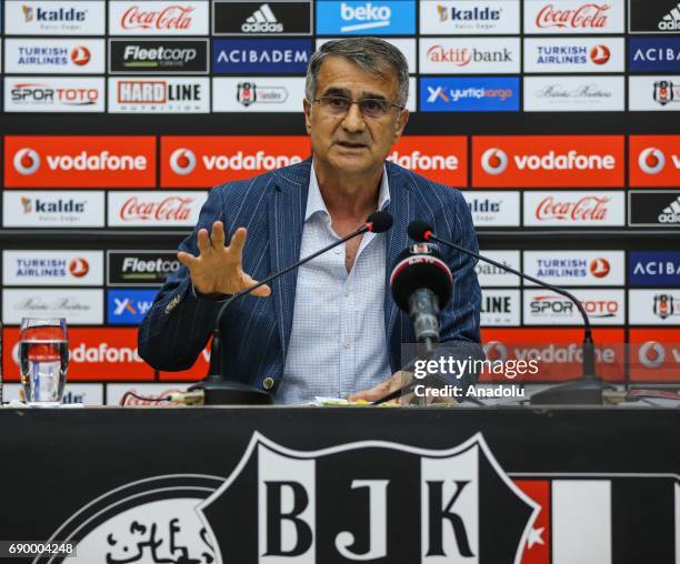 Head coach of Besiktas, Senol Gunest holds a press conference at BJK Nevzat Demir Sports Facilities in Umraniye district of Istanbul, Turkey on May...