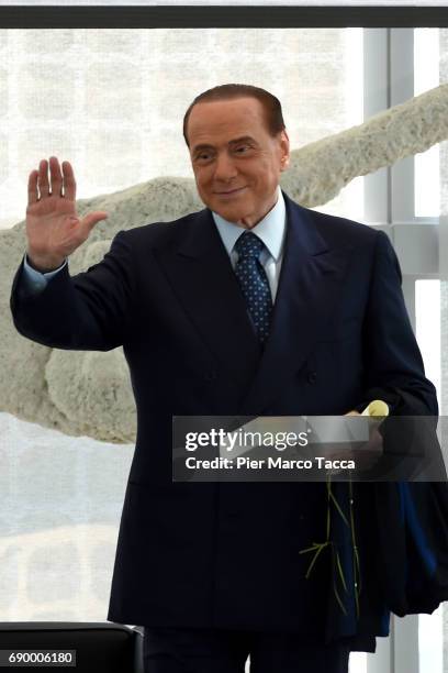 Silvio Berlusconi attends Rosa Camuna awards on May 30, 2017 in Milan, Italy.