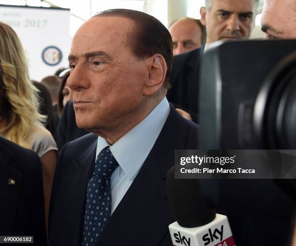 Silvio Berlusconi attends Rosa Camuna awards on May 30, 2017 in Milan, Italy.