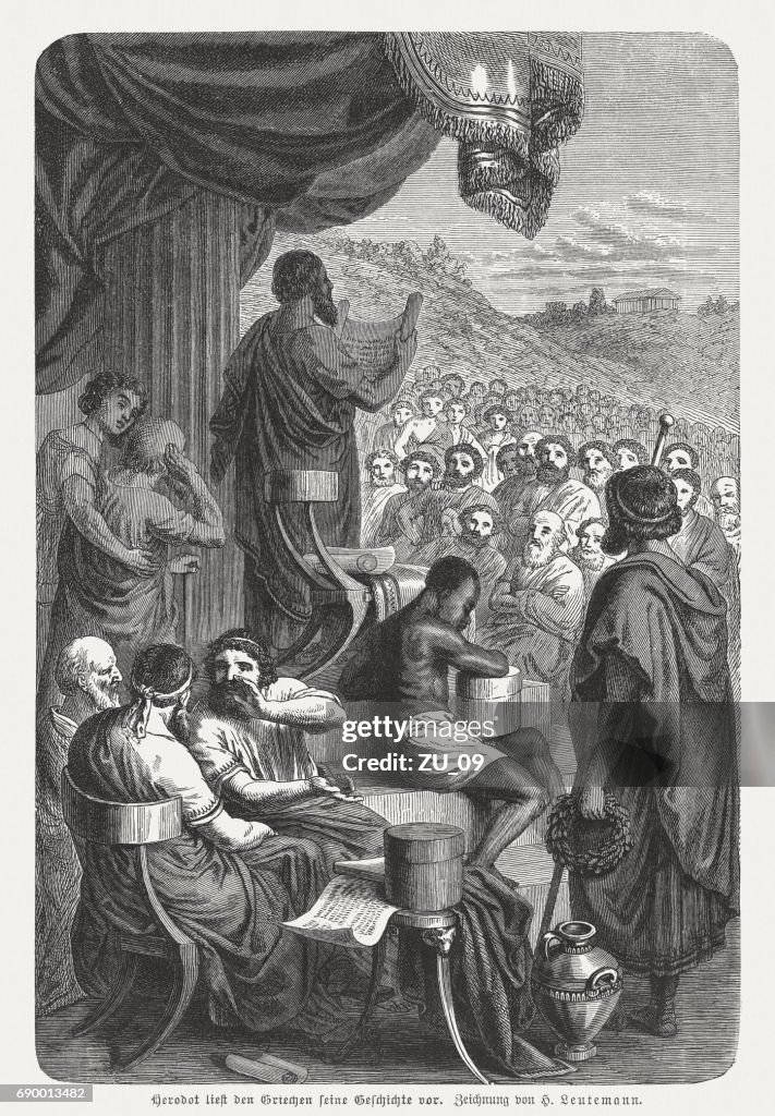 Herodotus (c.484-425 BC, ancient Greek historian) reads his history