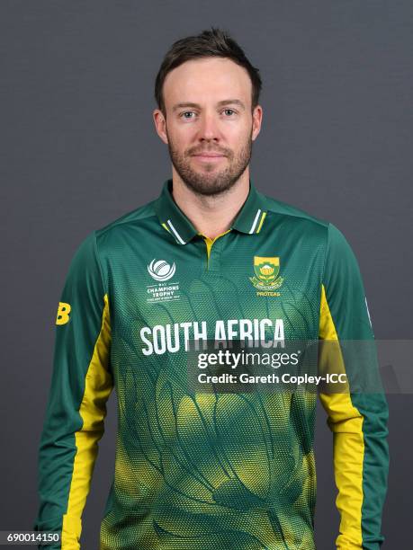 De Villiers of South Africa poses for a portrait at Royal Garden Hotel on May 30, 2017 in London, England.
